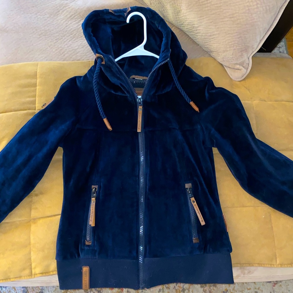 Naketano zip up. Navy blue. Velour.